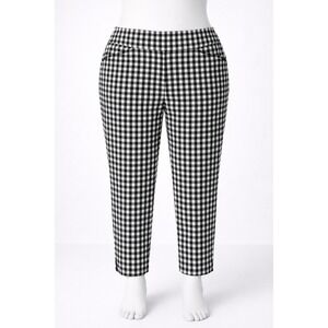 Chico's Fabulously Slimming Sz 3 Black White Gingham Crop Pants Perfect Stretch